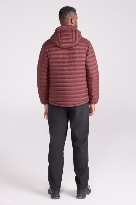 'Henry II' Men's Down Padded Jacket Water Resistant Hooded Puffer Winter Coat Burgundy - Image 4