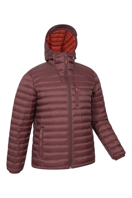 'Henry II' Men's Down Padded Jacket Water Resistant Hooded Puffer Winter Coat Burgundy - Image 6