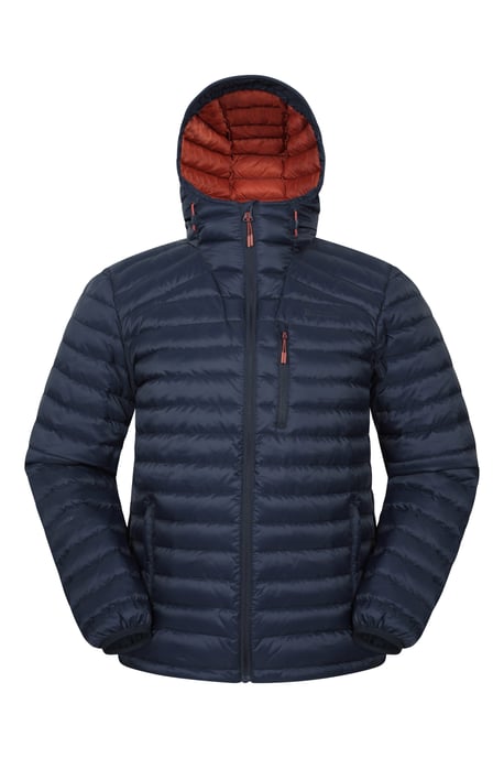 'Henry II' Men's Down Padded Jacket Water Resistant Hooded Puffer Winter Coat Navy - Image 2