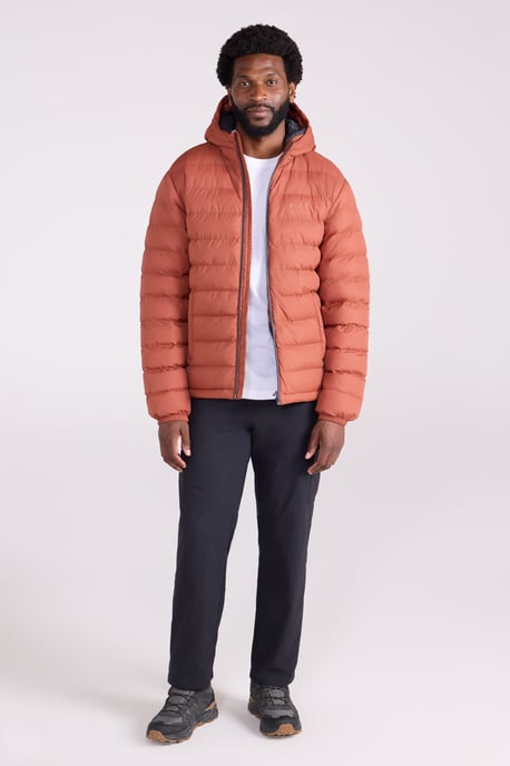 'Seasons' Men's Padded Jacket with Side Pockets Fur Lined Water Resistant Coat Orange - Image 3