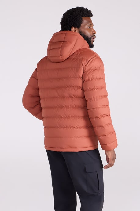 'Seasons' Men's Padded Jacket with Side Pockets Fur Lined Water Resistant Coat Orange - Image 5