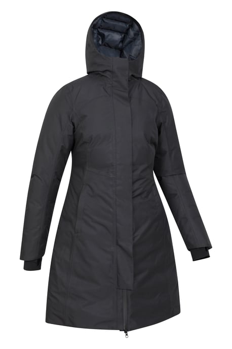 'Polar' Women's Hybrid Long Padded Jacket Waterproof Hooded Down Winter Coat Black - Image 6