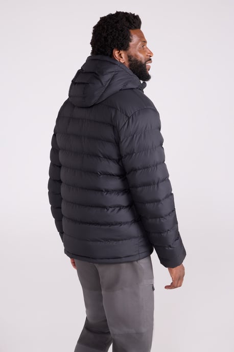 'Seasons' Men's Padded Jacket with Side Pockets Fur Lined Water Resistant Coat Black - Image 4