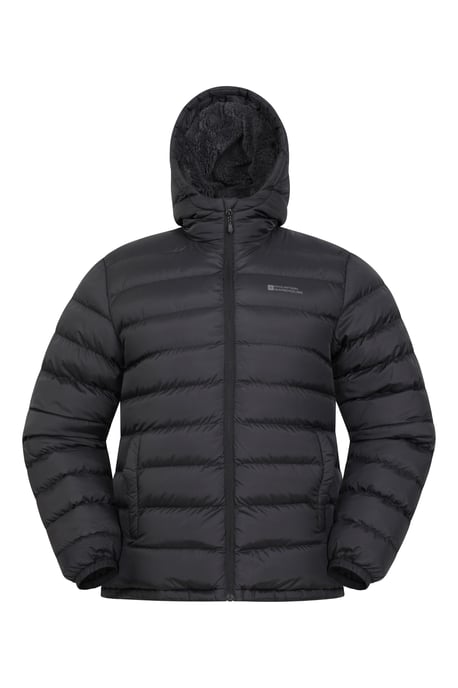 'Seasons' Men's Padded Jacket with Side Pockets Fur Lined Water Resistant Coat Black - Image 5