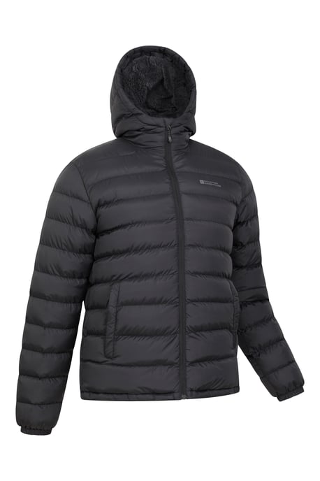 'Seasons' Men's Padded Jacket with Side Pockets Fur Lined Water Resistant Coat Black - Image 6