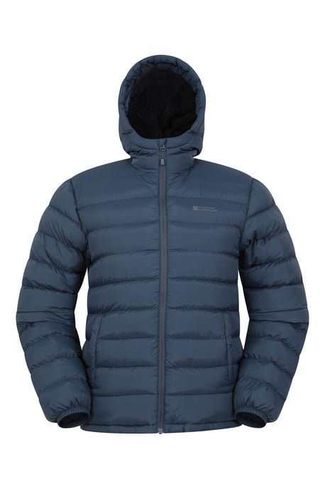 'Seasons' Men's Padded Jacket with Side Pockets Fur Lined Water Resistant Coat Navy - Image 5