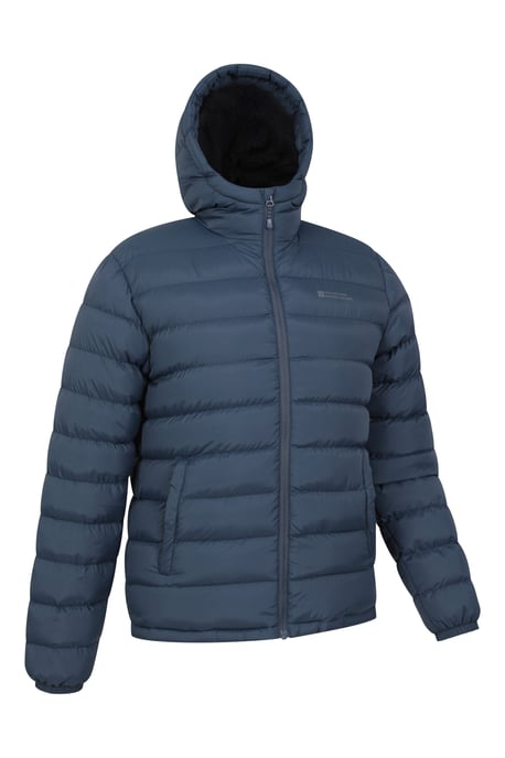 'Seasons' Men's Padded Jacket with Side Pockets Fur Lined Water Resistant Coat Navy - Image 6