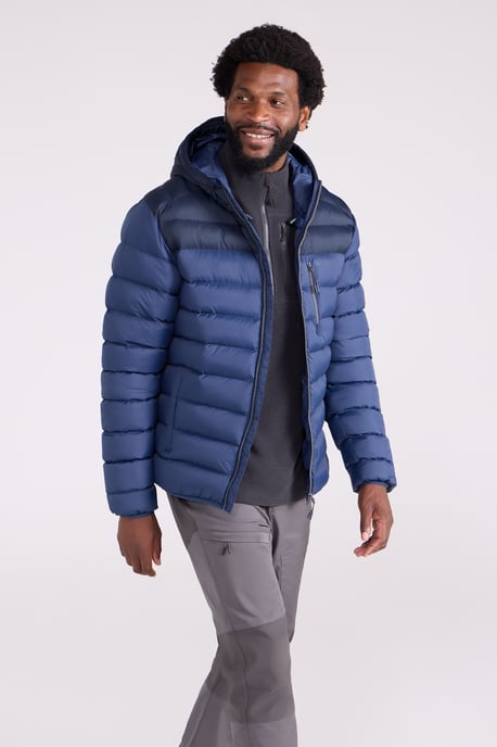 'Link' Men's Padded Jacket Water Resistant Warm Everyday Coat Dark Blue - Image 4