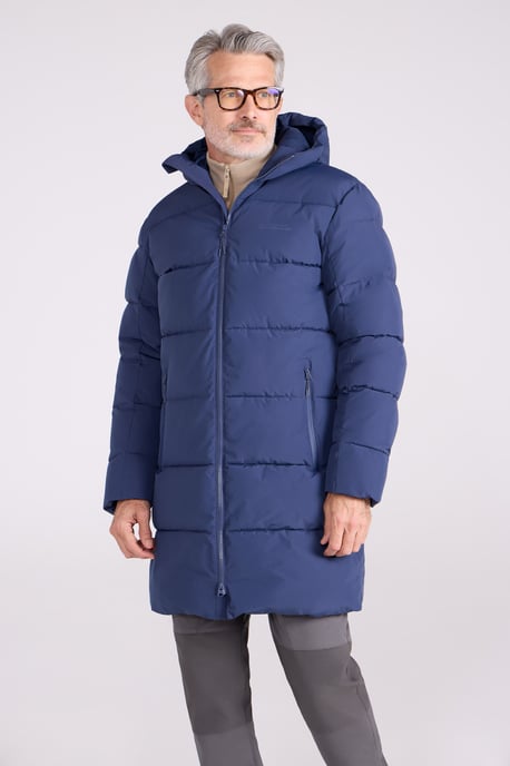 'Vortex' Men's Longline Jacket Water Resistant Winter Padded Coat Navy - Image 2