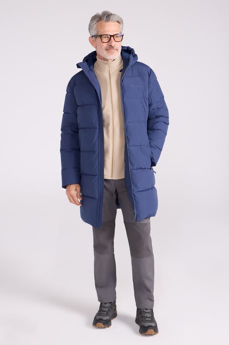 'Vortex' Men's Longline Jacket Water Resistant Winter Padded Coat Navy - Image 3