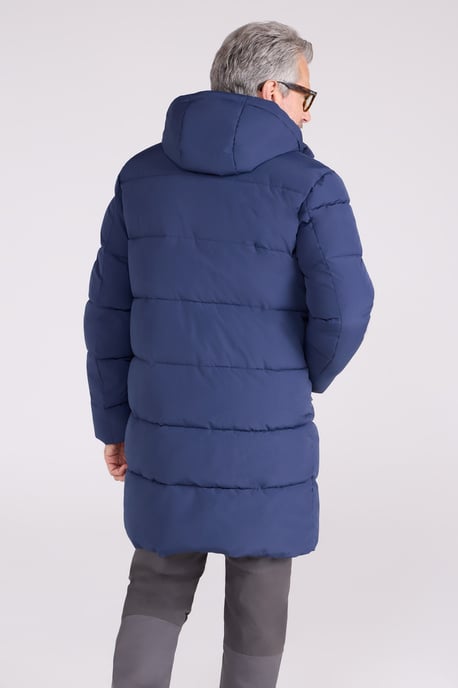 'Vortex' Men's Longline Jacket Water Resistant Winter Padded Coat Navy - Image 4