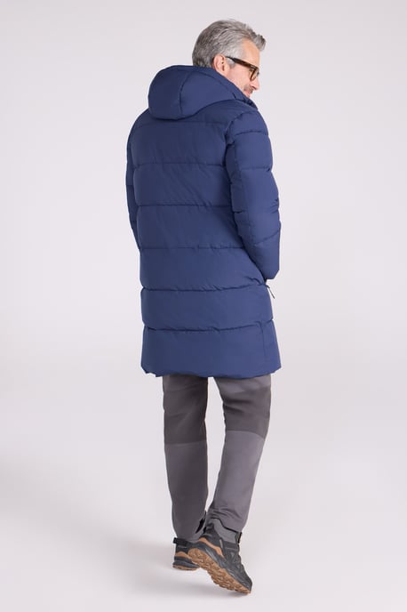 'Vortex' Men's Longline Jacket Water Resistant Winter Padded Coat Navy - Image 5