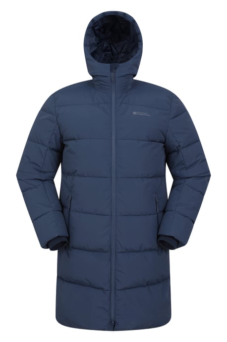 'Vortex' Men's Longline Jacket Water Resistant Winter Padded Coat Navy - Image 6