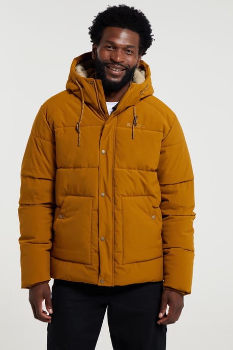 'Manta' Men's Borg Lined Jacket Isotherm Water Resistant Padded Coat Tan - Image 4