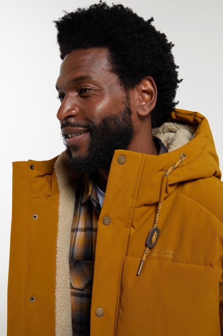 'Manta' Men's Borg Lined Jacket Isotherm Water Resistant Padded Coat Tan - Image 5