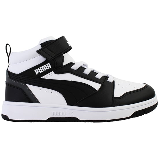 Puma Rebound V6 Mid Kids Black/White Trainers - Image 1