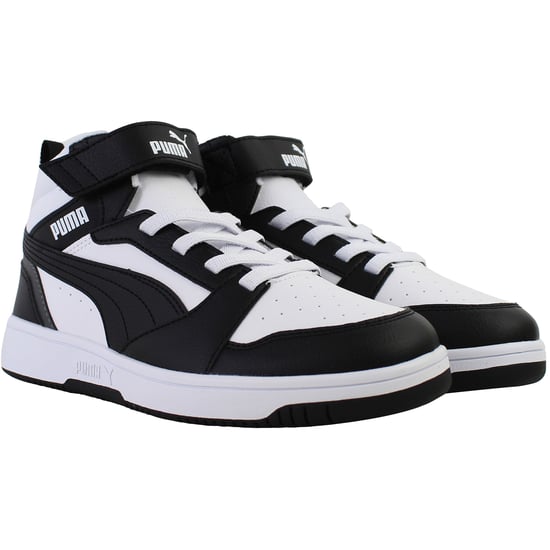 Puma Rebound V6 Mid Kids Black/White Trainers - Image 2