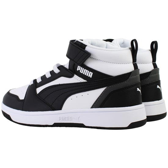Puma Rebound V6 Mid Kids Black/White Trainers - Image 3