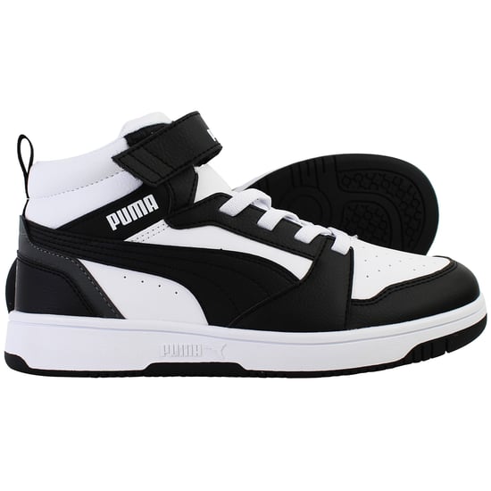 Puma Rebound V6 Mid Kids Black/White Trainers - Image 4