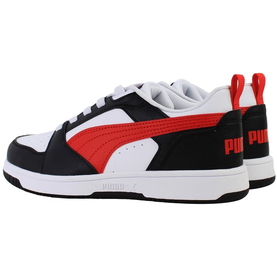 Puma Rebound V6 Low Kids White/Red Trainers - Image 3