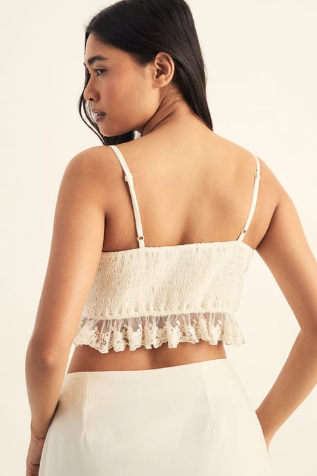 Cotton Pintuck Lace Trim Bralet - Image 4