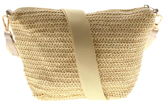 Womens Small Crossbody Bag Woven Effect Laze Zip Fastening natural cream - Image 1