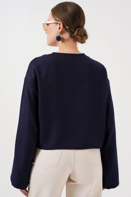 Viscose Mix V-hals Lange Mouwen Kimono met Binding Detail - Image 6