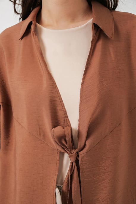 Kimonojasje met lange mouwen en strikdetail - Image 5