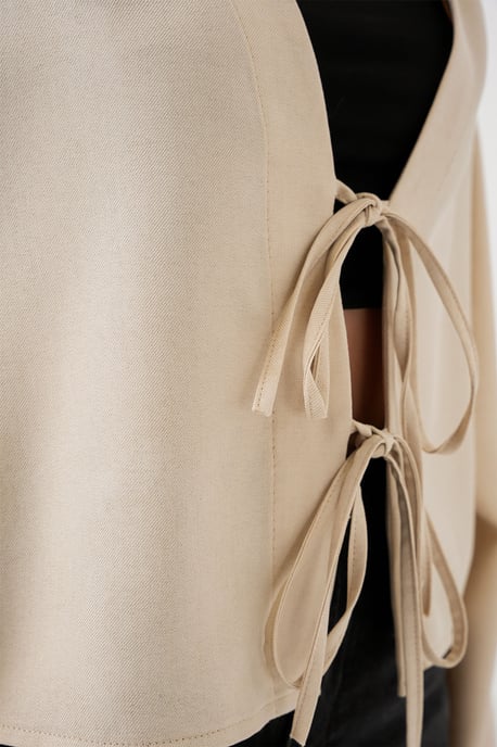 Viscose Blend V-Hals Langere Mouwen Kimono met Binding Detail - Image 5