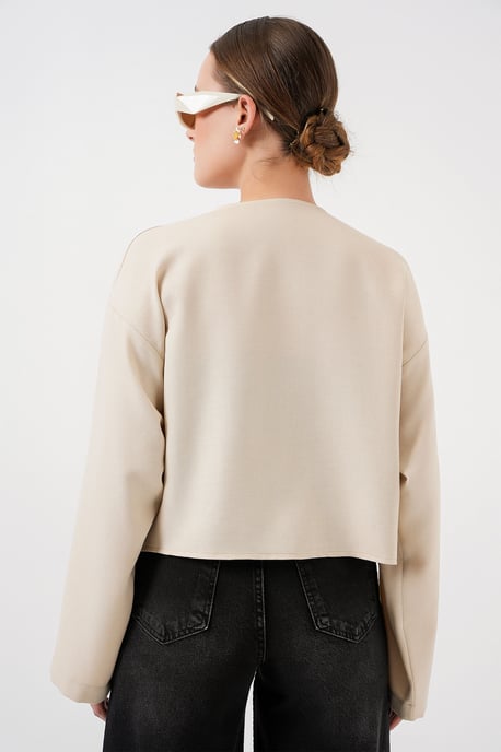 Viscose Blend V-Hals Langere Mouwen Kimono met Binding Detail - Image 6