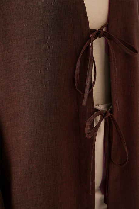 Linnenmix Lange Mouw Kimono met Binding Detail - Image 2