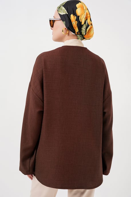 Linnenmix Lange Mouw Kimono met Binding Detail - Image 3