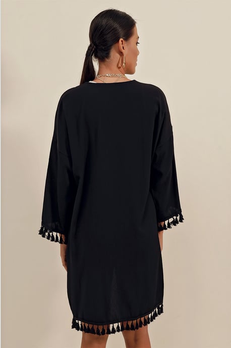 Midi Strand Kimono met Pompom Detail - Image 6