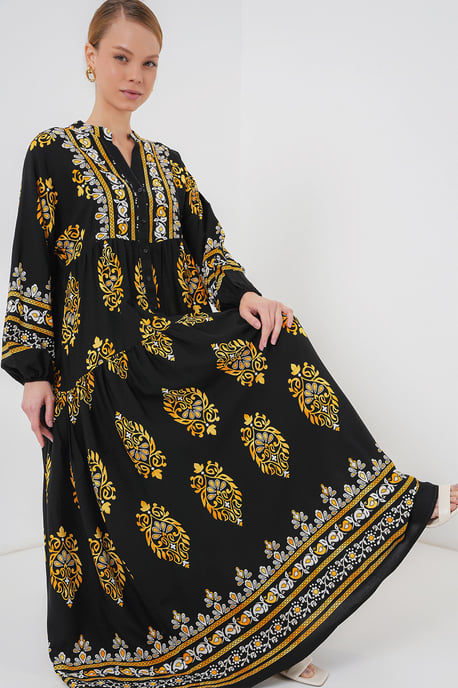 Geprinte Maxi Jurk met V-Hals en Knopsluiting - Image 2
