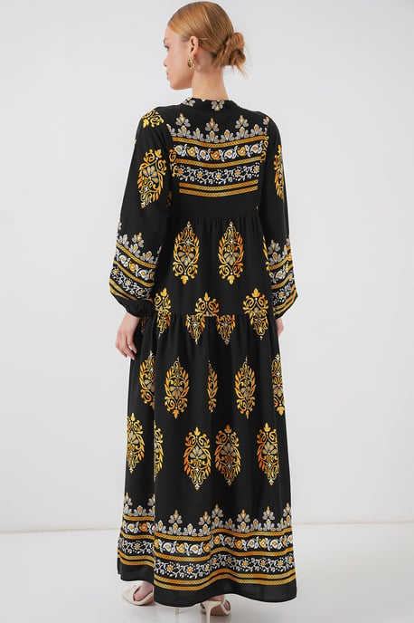 Geprinte Maxi Jurk met V-Hals en Knopsluiting - Image 6