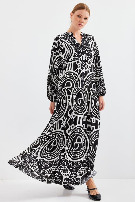 Geprinte V-hals Maxi-jurk - Image 3