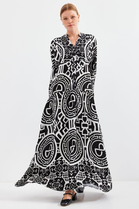Geprinte V-hals Maxi-jurk - Image 4