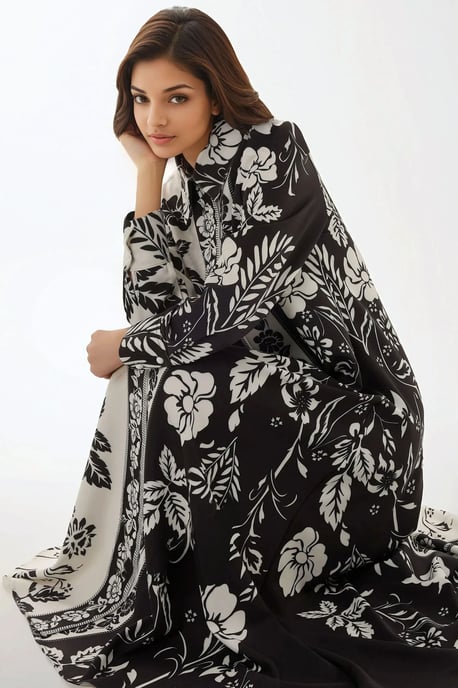 Printed Long Sleeve Maxi Dress with Belt - Image 2