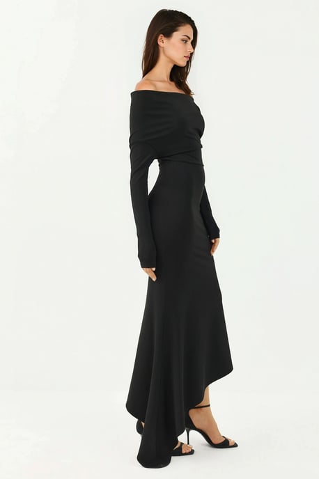 Elegant Bodycon Maxi Klänning med Båturringning - Image 3