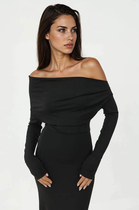 Elegant Bodycon Maxi Klänning med Båturringning - Image 4