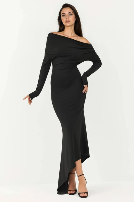 Elegant Bodycon Maxi Klänning med Båturringning - Image 5