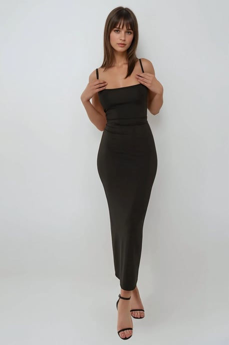 Kvadratkrage Bodycon Maxi Klänning - Image 2