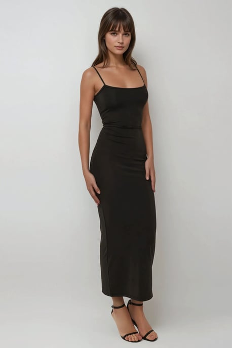 Kvadratkrage Bodycon Maxi Klänning - Image 5