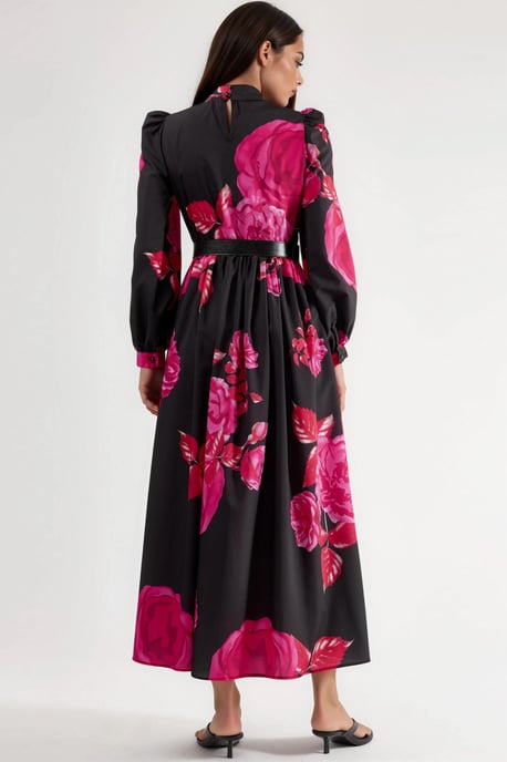 Florale Maxi-jurk met Ceintuure en Halve Col - Image 4