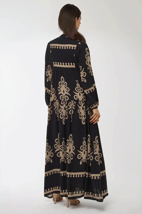 Geprinte Lange Mouw Viscose Maxi Jurk - Image 3