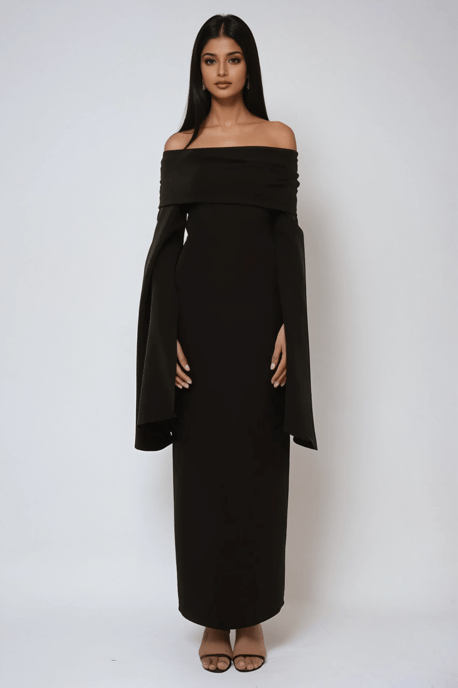 Exclusieve Aangepaste Off Shoulder Bodycon Maxi Jurk met Split - Image 2