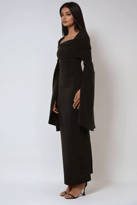 Exclusieve Aangepaste Off Shoulder Bodycon Maxi Jurk met Split - Image 4