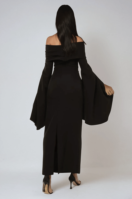 Exclusieve Aangepaste Off Shoulder Bodycon Maxi Jurk met Split - Image 5