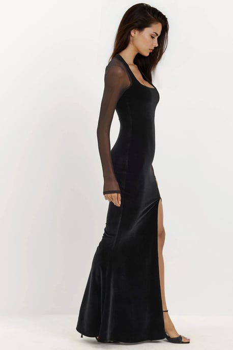 Velvet Bodycon Avondjurk met Lange Mouwen - Image 2