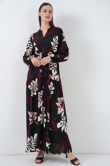 Patterned V-Neck Maxi Dress - Image 2